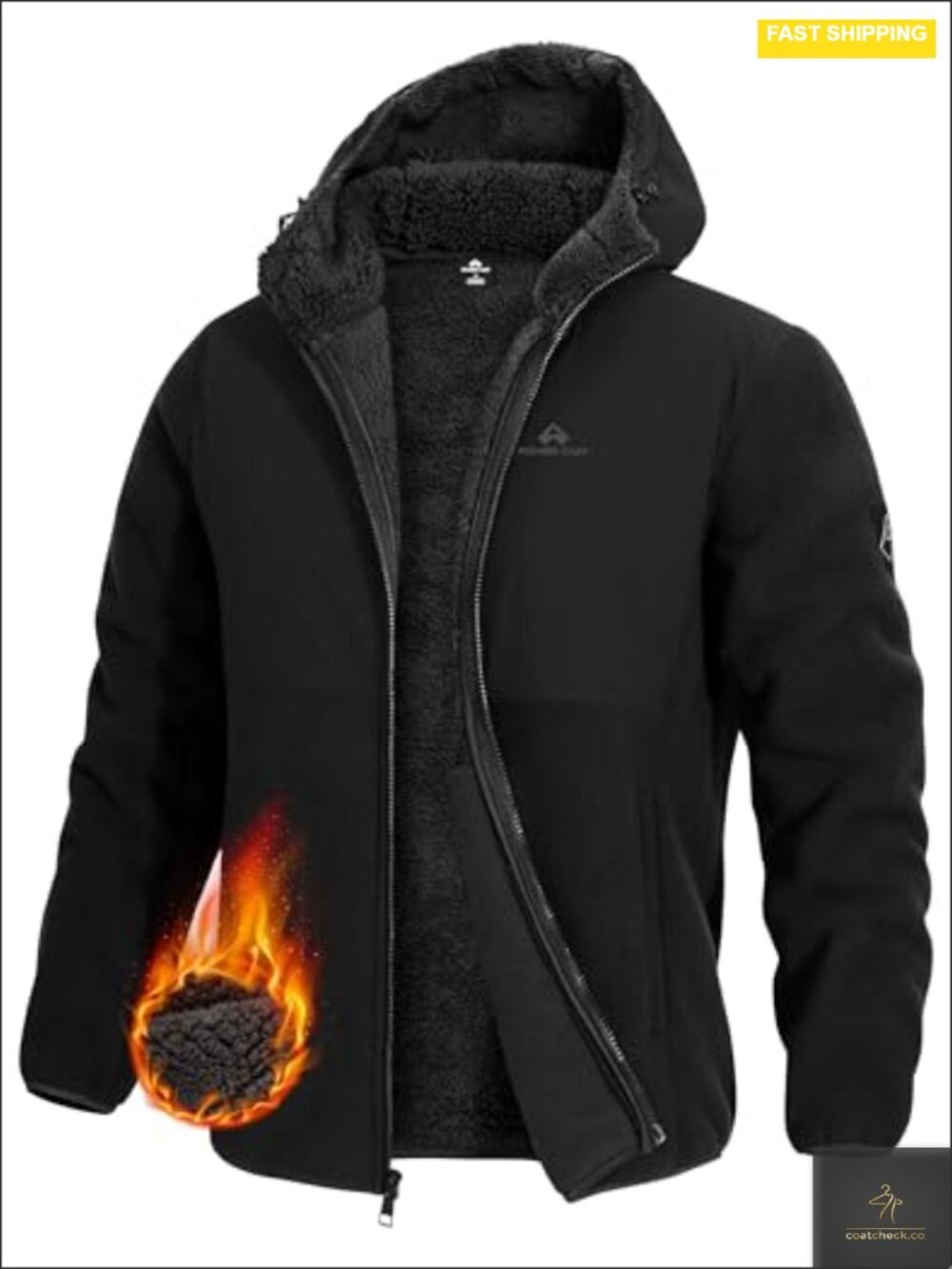 Men's Heavyweight Sherpa Lined Polar Fleece Jacket Full Zip Hoodie Winter